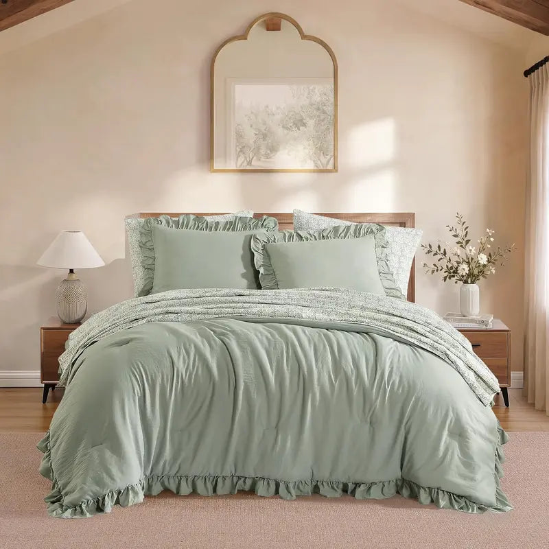 Ruffled Farmhouse Comforter Set – 7Pc