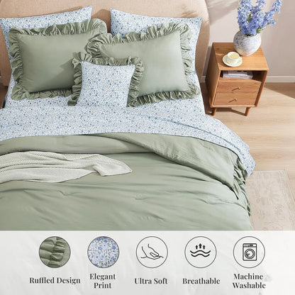 Ruffled Farmhouse Comforter Set – 7Pc