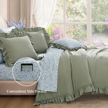 Ruffled Farmhouse Comforter Set – 7Pc