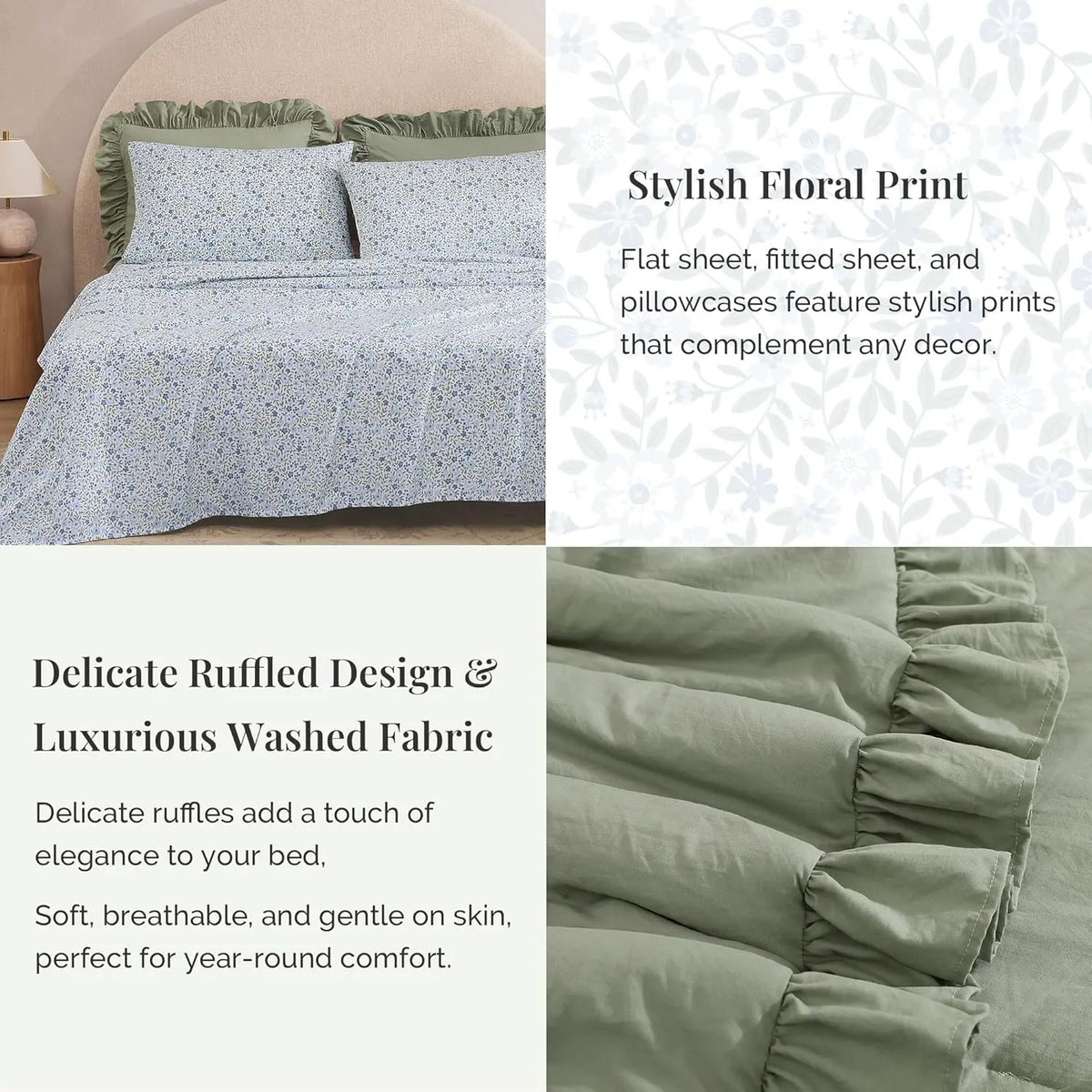 Ruffled Farmhouse Comforter Set – 7Pc