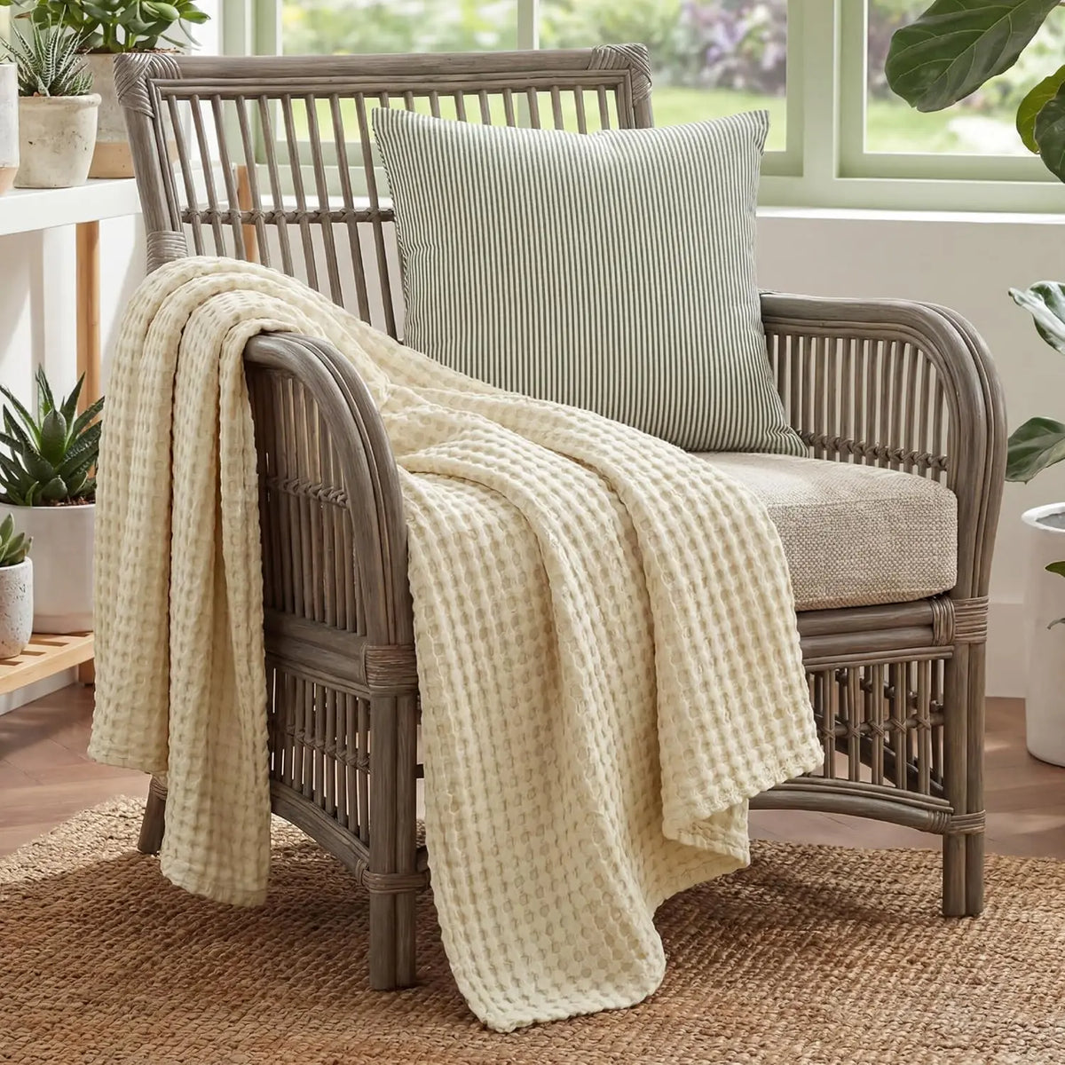 Bamboo Cotton Waffle Blanket