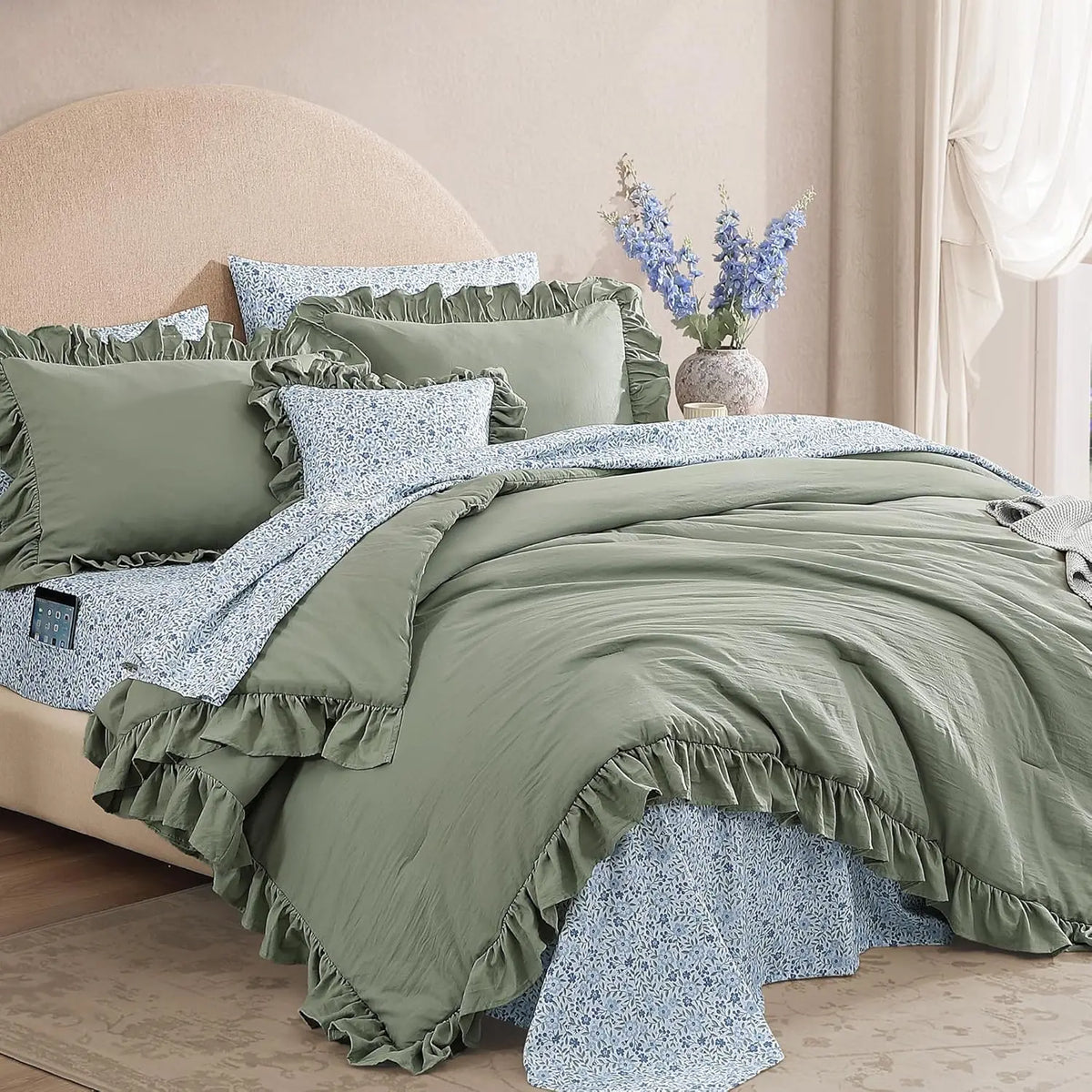 Ruffled Farmhouse Comforter Set – 7Pc